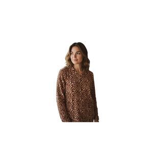 BLUE STAR FUZZY LEOPARD PRINT PULLOVER SZ.M EUC.